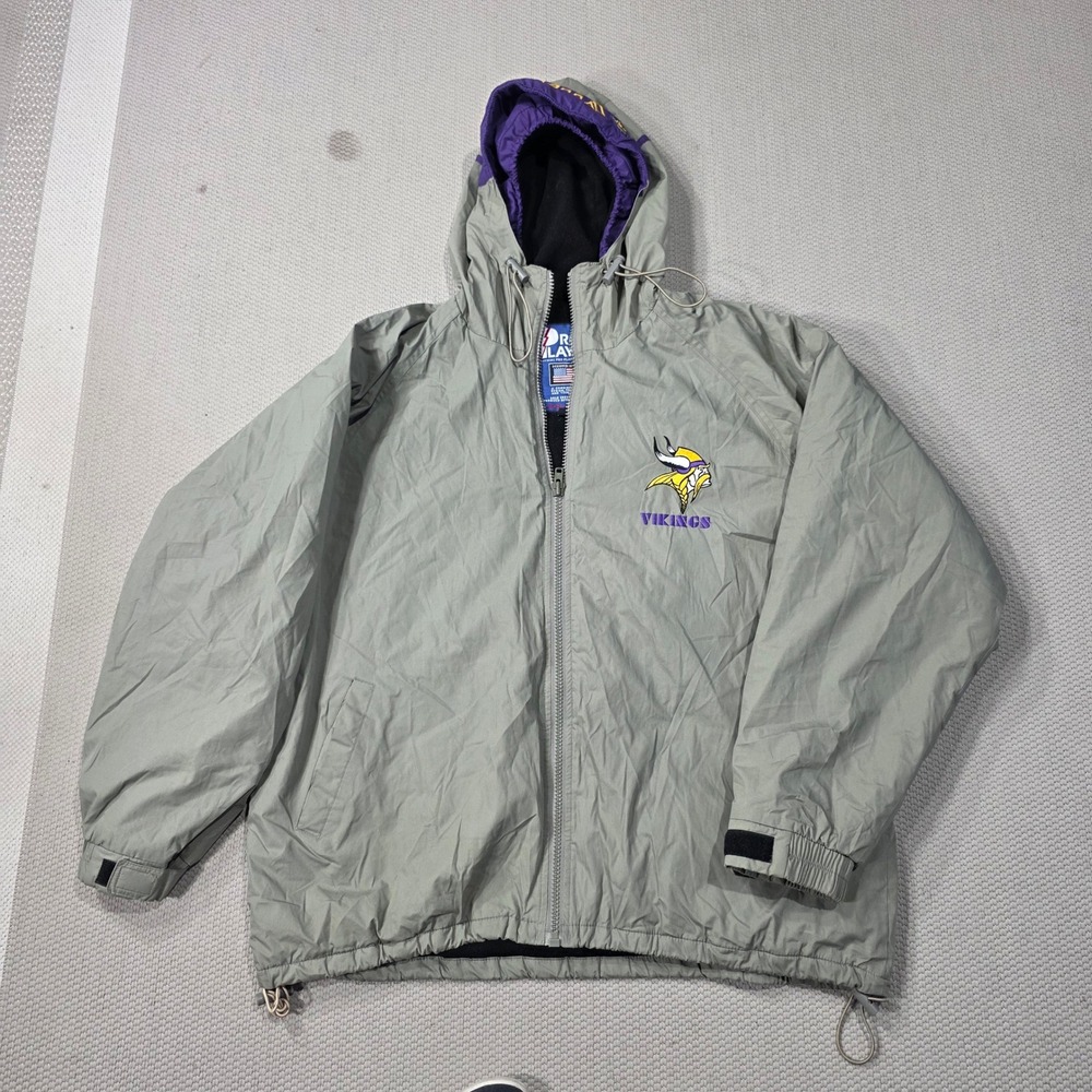 Pro Player Minnesota Vikings NFL Football Windbreaker Jacket Men's‎ XGD XL Gray